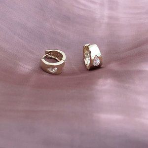 Feminine Elegant Gold Teardrop Zircon Hoop Earrings Boho Minimalist Ear